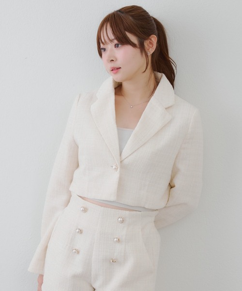 continuer de NICE CLAUP（コンティニューデナイスクラップ）の「【セットアップ対応】金釦ツイードショートパンツ（その他パンツ・レディース・その他1/アイボリー/ブラック・FREE）」の21枚目の写真
