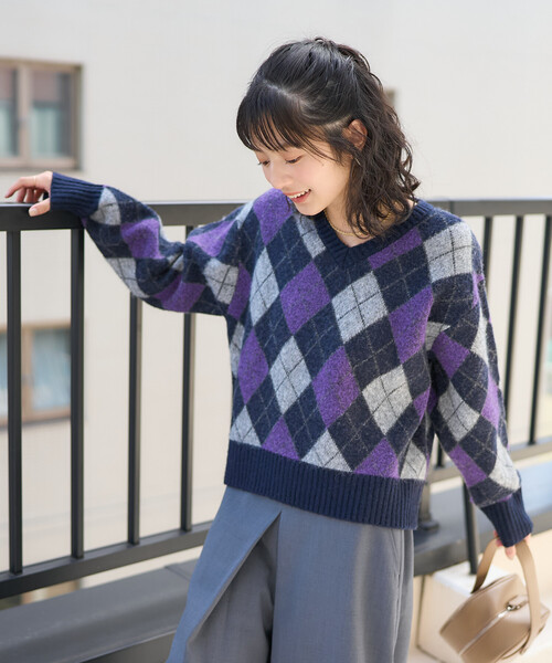 セール】アーガイルVネックニット（ニット/セーター）｜FREAK'S STORE