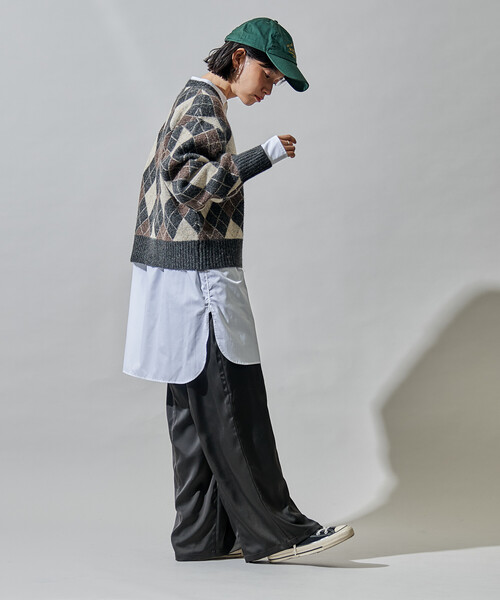 FREAK'S STORE（フリークスストア）の「アーガイルVネックニット（ニット/セーター・レディース・ネイビー/チャコール/ワインレッド・ﾌﾘ-）」の12枚目の写真