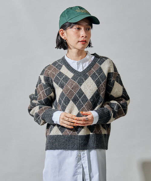 セール】アーガイルVネックニット（ニット/セーター）｜FREAK'S STORE