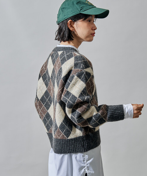 FREAK'S STORE（フリークスストア）の「アーガイルVネックニット（ニット/セーター・レディース・ネイビー/チャコール/ワインレッド・ﾌﾘ-）」の21枚目の写真