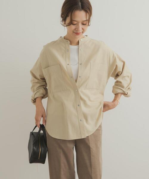 BANDEL ベージュ シャツ セール】微起毛バンドカラーシャツ（シャツ/ブラウス）｜URBAN