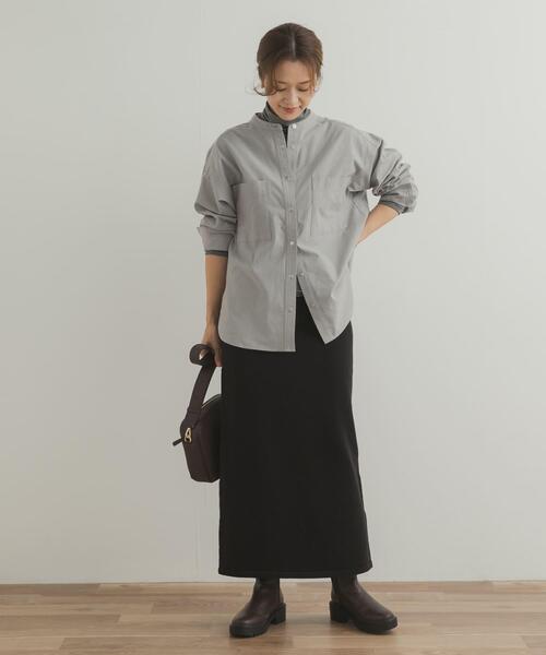 URBAN RESEARCH DOORS（アーバンリサーチドアーズ）の「微起毛バンドカラーシャツ（シャツ/ブラウス・レディース・グレー系その他/ナチュラル・MEDIUM）」の5枚目の写真