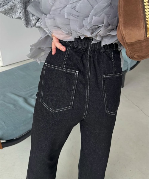 WILLFULLY(ウィルフリー)の「elastic waist more high denim PT(デニムパンツ・レディース・ブラック/ブルー・S/M)」の8枚目の写真