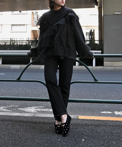 WILLFULLY(ウィルフリー)の「elastic waist more high denim PT(デニムパンツ・レディース・ブラック/ブルー・S/M)」の12枚目の写真