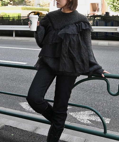 WILLFULLY(ウィルフリー)の「elastic waist more high denim PT(デニムパンツ・レディース・ブラック/ブルー・S/M)」の14枚目の写真