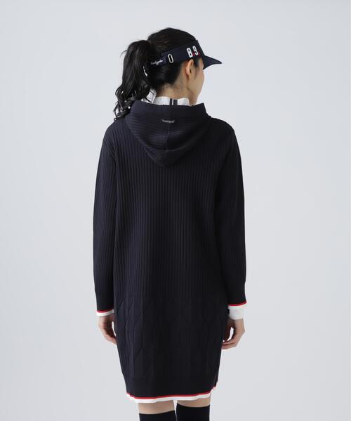超美品☆PEARLY GATES ポリエステルアーンmmフーディニットワンピース PEARLY GATES】ポリエステルヤーンmmフーディニットワンピース 【公式