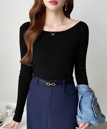 COCOMOMO（ココモモ）の「デコルテ美人 ボートネックニット リブニット レイヤードトップス ニット 長袖 ボートネック トップス オフィスカジュアル 春服 秋服 冬服（ニット/セーター）」