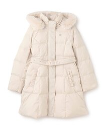 mezzo piano Junior（メゾピアノジュニア）の「【人気商品再入荷】【直営店で取り扱い無し】【はっ水】ベルトつきリボンポケットロングダウン（ダウンジャケット/コート）」