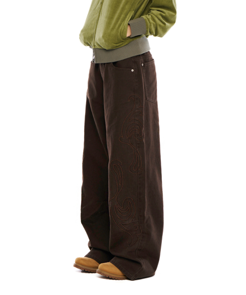 AAKAM(アーカム)の「Needlework Wave Cotton Pants (Brown)(その他パンツ・レディース・その他・1/2)」の2枚目の写真