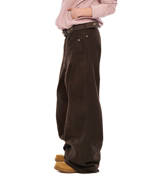 AAKAM(アーカム)の「Needlework Wave Cotton Pants (Brown)(その他パンツ・レディース・その他・1/2)」の4枚目の写真