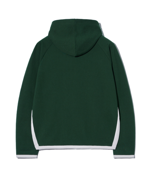 セール】スプレッドタイポロゴプリントワッフルフードパーカーグリーン