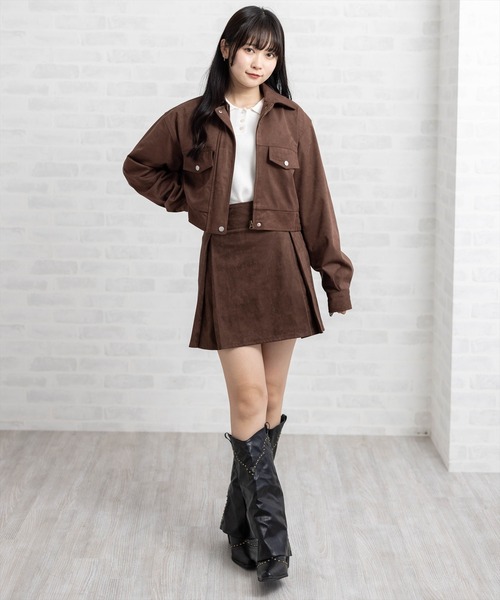 clear（クリア）の「フェイクスエードボックスプリーツミニスカート[大人 フェミニン ガーリー]≪AW新作≫（スカート・レディース・ブラウン/キャメル・F）」の22枚目の写真