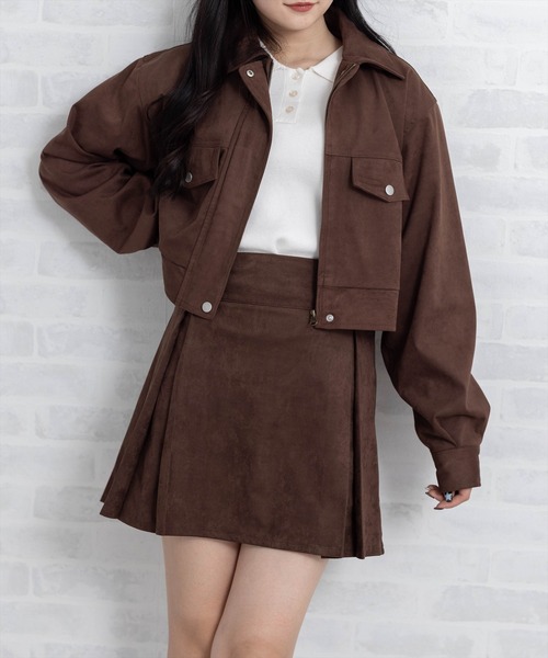 clear（クリア）の「フェイクスエードボックスプリーツミニスカート[大人 フェミニン ガーリー]≪AW新作≫（スカート・レディース・ブラウン/キャメル・F）」の21枚目の写真