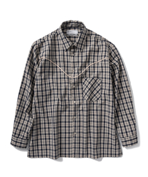 SUPERSUB（スーパーサブ）の「Western Piping Check Shirt - Beige/Navy（シャツ/ブラウス）」