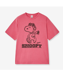 VTWO（ブイツー）の「パイロットジョギングスヌーピー ピグメントTシャツ (RED)（Tシャツ/カットソー）」