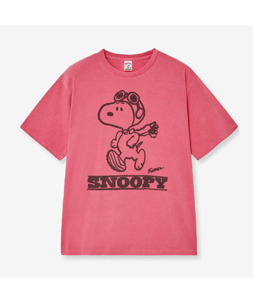 VTWO(ブイツー)の「パイロットジョギングスヌーピー ピグメントTシャツ (RED)(Tシャツ/カットソー・レディース・その他・SMALL/MEDIUM/LARGE)」の1枚目の写真
