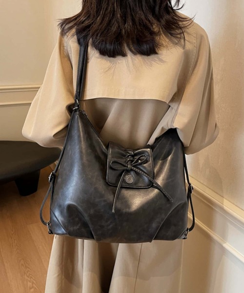 LA VORAGINE(ラ ヴォラジネ)の「紐リボン 3wayバックパック/ショルダーバッグ(バックパック/リュック・レディース・ブラック/ダークブラウン/ブラウン・FREE)」の15枚目の写真