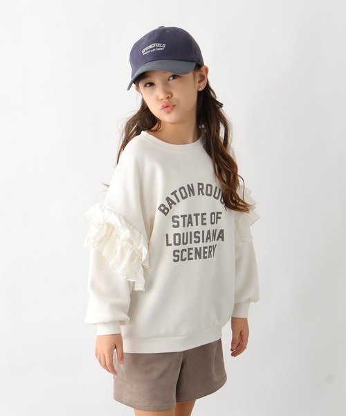 GLOBAL WORK(グローバルワーク)の「あったか乾きやすいフリルスウェット/608330(スウェット・キッズ・サックスブルー/アイボリー/チャコールグレー・160cm/130cm/140cm/150cm)」の1枚目の写真