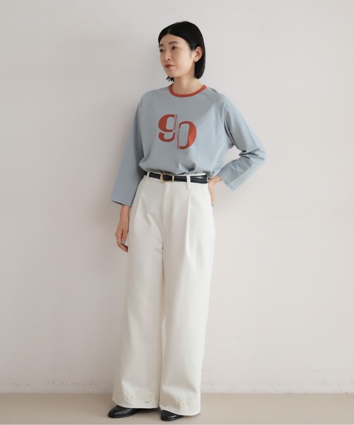 カットワーク刺繍デニム タックワイドパンツ | NOMBRE IMPAIR