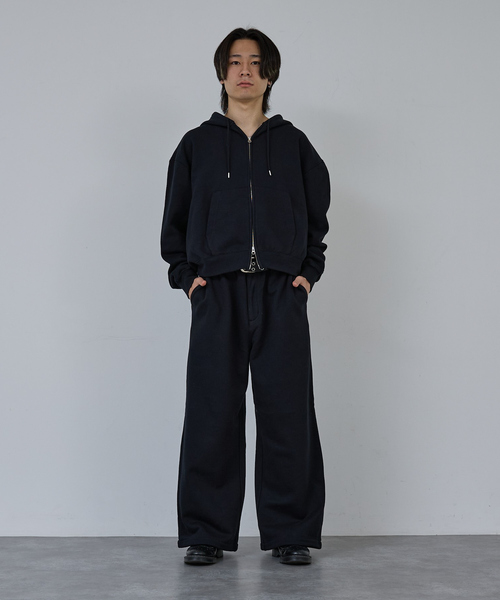 セール】CROPPED DOUBLE-ZIP SWEAT HOODIE / クロップドダブルジップ
