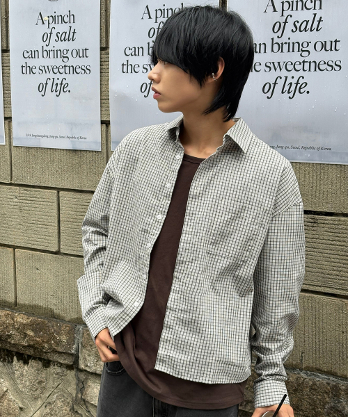 SIGNATURE（シグネチャ）の「クロップチェックシャツ[ホワイト]（シャツ/ブラウス・レディース・その他・MEDIUM/LARGE）」の2枚目の写真