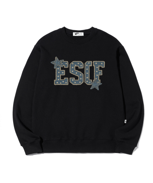 ESCAPEFROM（エスケープフロム）の「スターデニムパッチプリントスウェットシャツ [3色]（スウェット・レディース・ライトグレー/ブラック/グレー・LARGE/MEDIUM）」の6枚目の写真