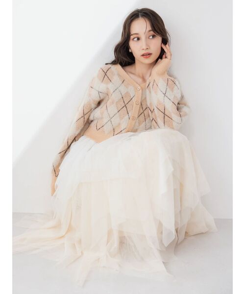 dazzlin(ダズリン)の「ヘムティアードチュールスカート(スカート・レディース・アイボリー/ピンク・SMALL/MEDIUM)」の3枚目の写真