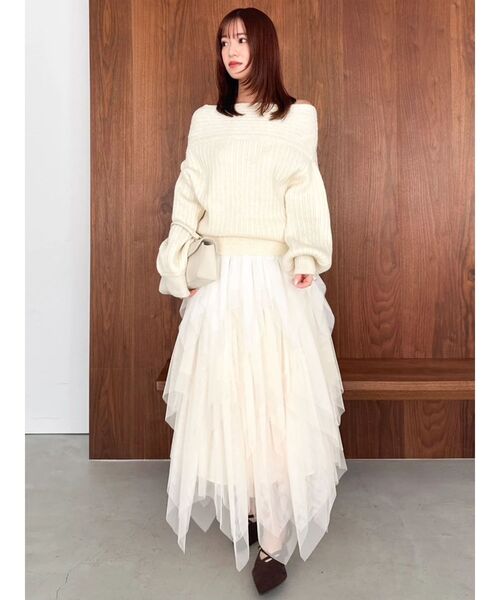 dazzlin(ダズリン)の「ヘムティアードチュールスカート(スカート・レディース・アイボリー/ピンク・SMALL/MEDIUM)」の9枚目の写真