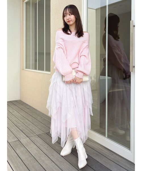 dazzlin(ダズリン)の「ヘムティアードチュールスカート(スカート・レディース・アイボリー/ピンク・SMALL/MEDIUM)」の14枚目の写真