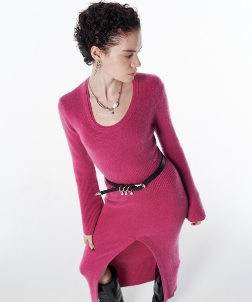 ジョゼムーン☆ディープスリットニットドレス DEEP SLIT KNIT DRESS/ディープスリットニットドレス（ワンピース