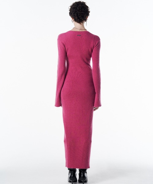 JOSE MOON（ジョゼムーン）の「SLIT KNIT DRESS/スリットニットドレス（ドレス・レディース・グレー/ブラック/サックスブルー/ピンク・FREE）」の8枚目の写真