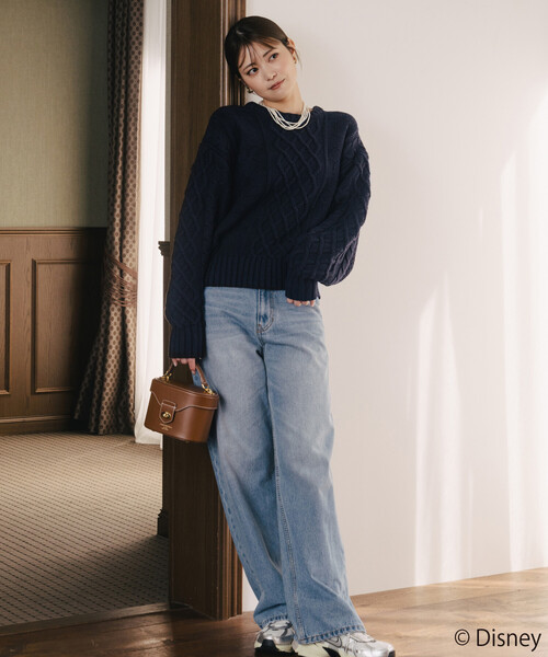 FREAK'S STORE（フリークスストア）の「限定展開 FREAK'S STORE×前田亜美/Disney/Mickey Mouse/ミッキーマウス/ケーブル ニット プルオーバー（ニット/セーター・レディース・ネイビー/ナチュラル・ﾌﾘ-）」の19枚目の写真
