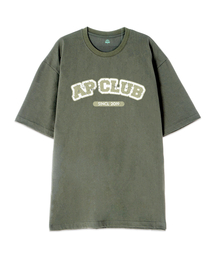 [AP CLUB] オーバーサイズ 13番手 綿 ラウンドネック 半袖Tシャツ_カーキ