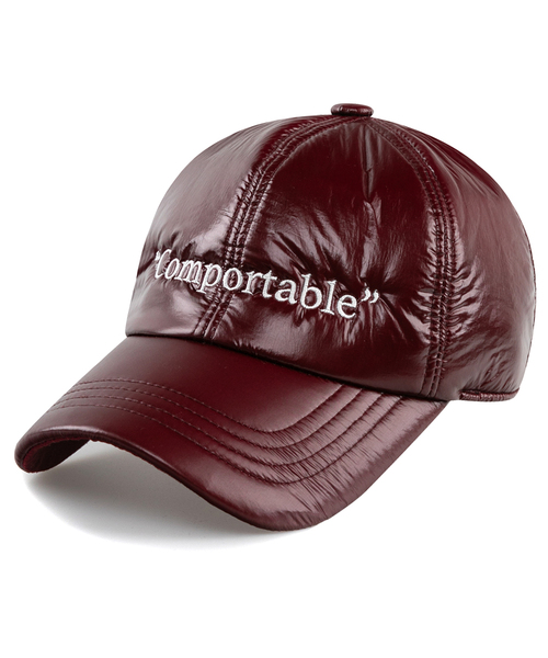 セール】Comportable Glossy padded ballcap-burgundy（キャップ