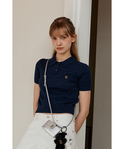 ANOETIC（アノエティック）の「ANC CABLE COLLAR KNIT_NAVY（ニット/セーター・レディース・ネイビー・FREE）」の3枚目の写真
