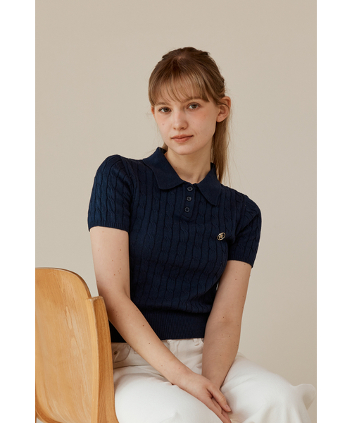 ANOETIC（アノエティック）の「ANC CABLE COLLAR KNIT_NAVY（ニット/セーター・レディース・ネイビー・FREE）」の5枚目の写真