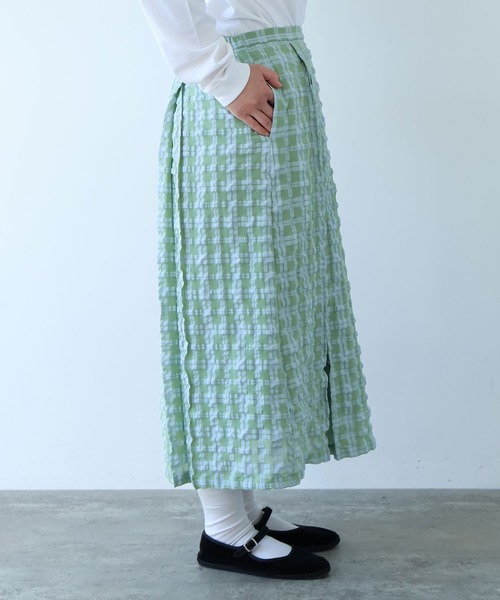 bulle de savon（ビュルデサボン）の「sheer check ボックスタック スカート（スカート・レディース・ブルー/グリーン・FREE）」の14枚目の写真