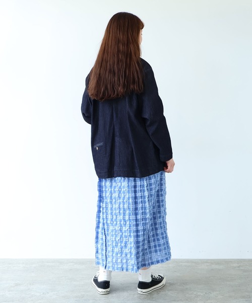 bulle de savon（ビュルデサボン）の「sheer check ボックスタック スカート（スカート・レディース・ブルー/グリーン・FREE）」の8枚目の写真