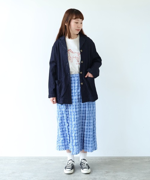 bulle de savon（ビュルデサボン）の「sheer check ボックスタック スカート（スカート・レディース・ブルー/グリーン・FREE）」の7枚目の写真