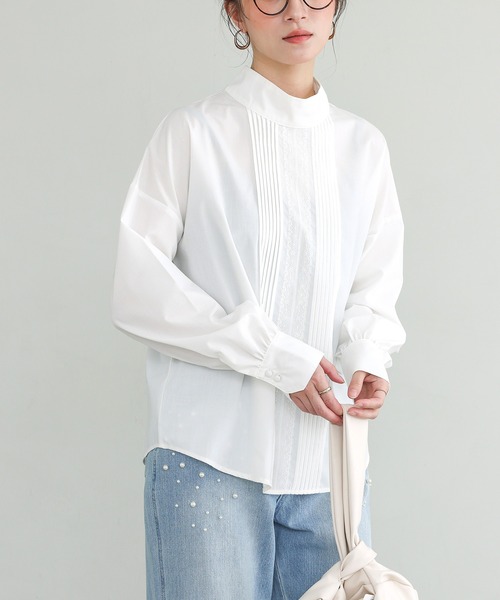 n'OrLABEL（ノアールレーベル）の「『ピンタックレーススタンドカラーブラウス』（シャツ/ブラウス・レディース・ブラック/オフホワイト・2/1）」の15枚目の写真