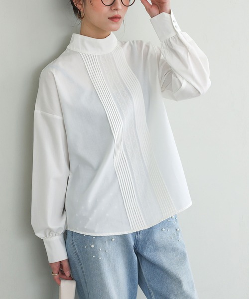 n'OrLABEL（ノアールレーベル）の「『ピンタックレーススタンドカラーブラウス』（シャツ/ブラウス・レディース・ブラック/オフホワイト・2/1）」の16枚目の写真