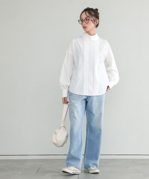 n'OrLABEL（ノアールレーベル）の「『ピンタックレーススタンドカラーブラウス』（シャツ/ブラウス・レディース・ブラック/オフホワイト・2/1）」の17枚目の写真