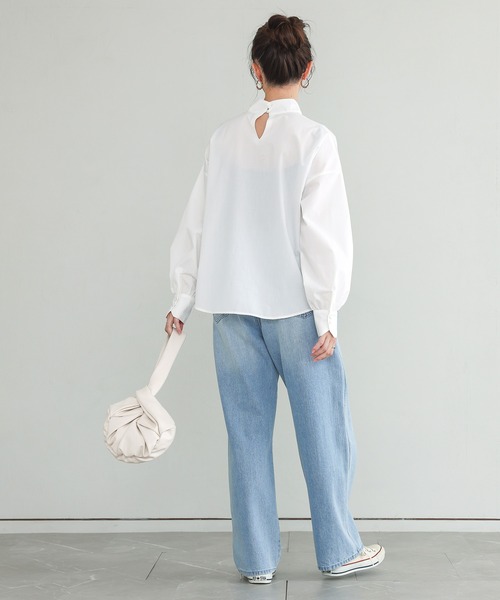 n'OrLABEL（ノアールレーベル）の「『ピンタックレーススタンドカラーブラウス』（シャツ/ブラウス・レディース・ブラック/オフホワイト・2/1）」の7枚目の写真