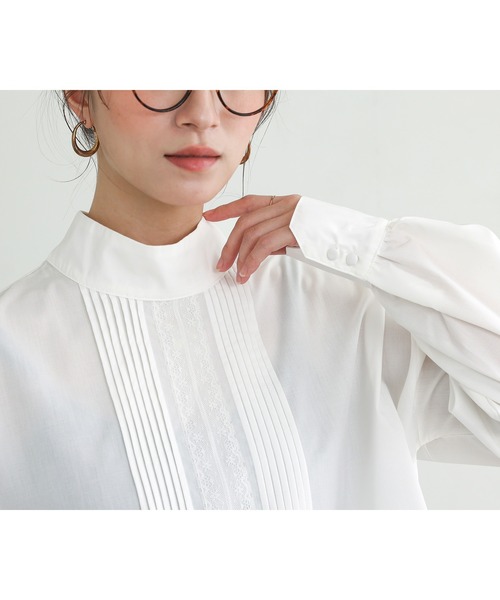 n'OrLABEL（ノアールレーベル）の「『ピンタックレーススタンドカラーブラウス』（シャツ/ブラウス・レディース・ブラック/オフホワイト・2/1）」の20枚目の写真