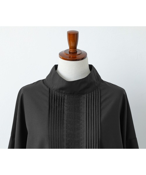 n'OrLABEL（ノアールレーベル）の「『ピンタックレーススタンドカラーブラウス』（シャツ/ブラウス・レディース・ブラック/オフホワイト・2/1）」の8枚目の写真