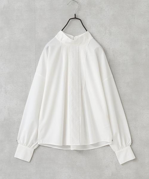 n'OrLABEL（ノアールレーベル）の「『ピンタックレーススタンドカラーブラウス』（シャツ/ブラウス・レディース・ブラック/オフホワイト・2/1）」の6枚目の写真