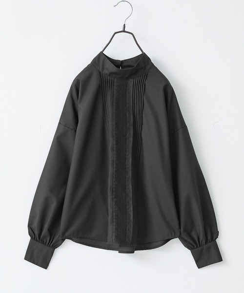 n'OrLABEL（ノアールレーベル）の「『ピンタックレーススタンドカラーブラウス』（シャツ/ブラウス・レディース・ブラック/オフホワイト・2/1）」の4枚目の写真