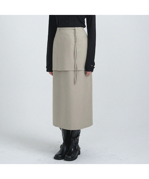 MICANE(ミケーネ)の「エロンレイヤードロングスカート(スカート・レディース・ベージュ/チャコール・XX-LARGE/X-SMALL/SMALL/MEDIUM/LARGE/X-LARGE)」の1枚目の写真