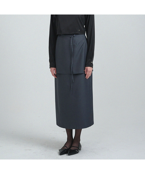 MICANE(ミケーネ)の「エロンレイヤードロングスカート(スカート・レディース・ベージュ/チャコール・XX-LARGE/X-SMALL/SMALL/MEDIUM/LARGE/X-LARGE)」の2枚目の写真